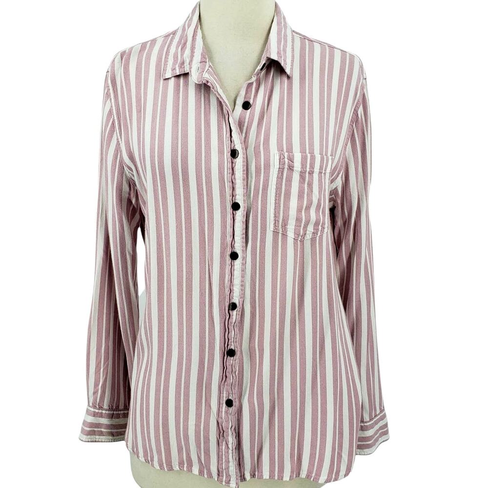 Jachs Girlfriend Pink Striped Button Down Women's Size Medium